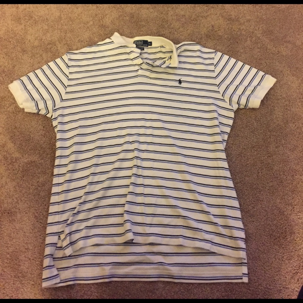 polo blue striped collared shirt